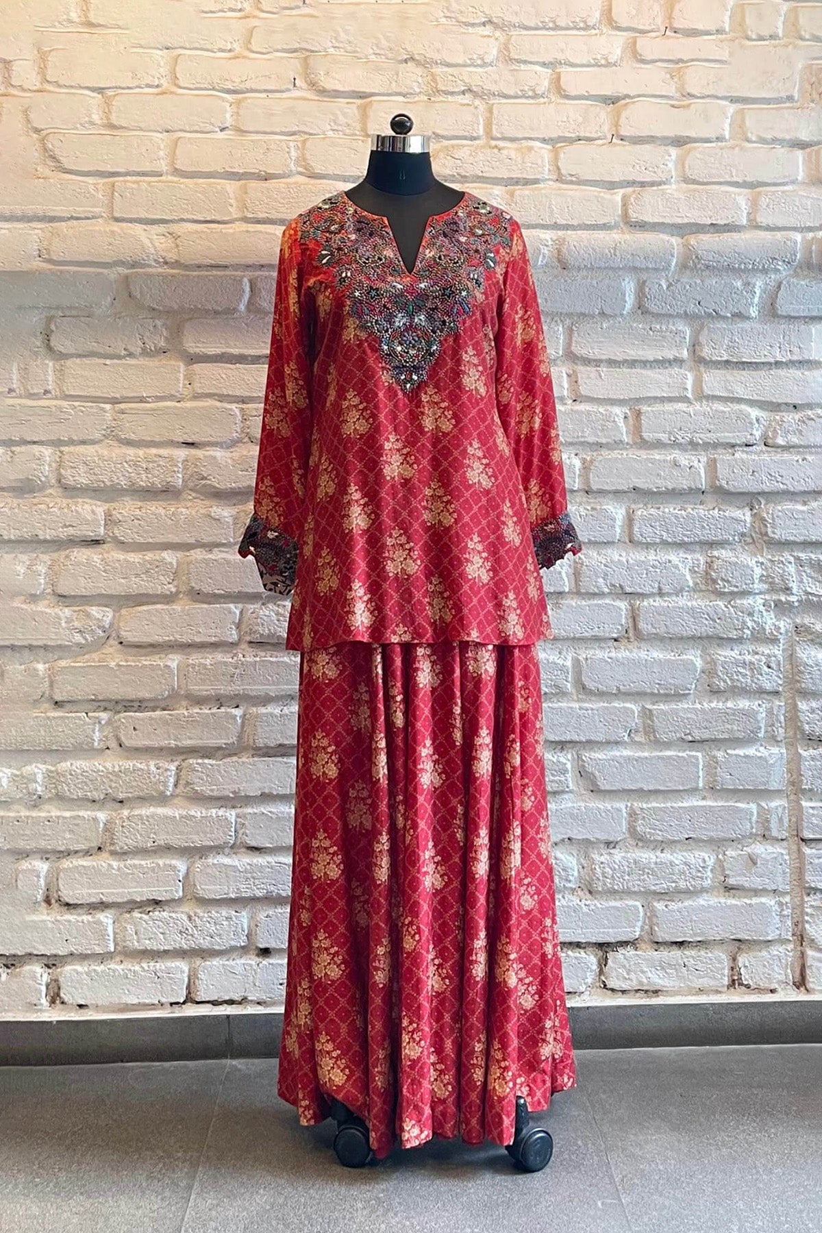 Red Asma Kurta Sharara