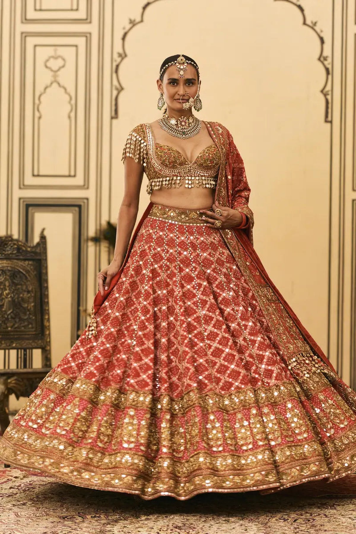 Red Bandhani Lehenga Set