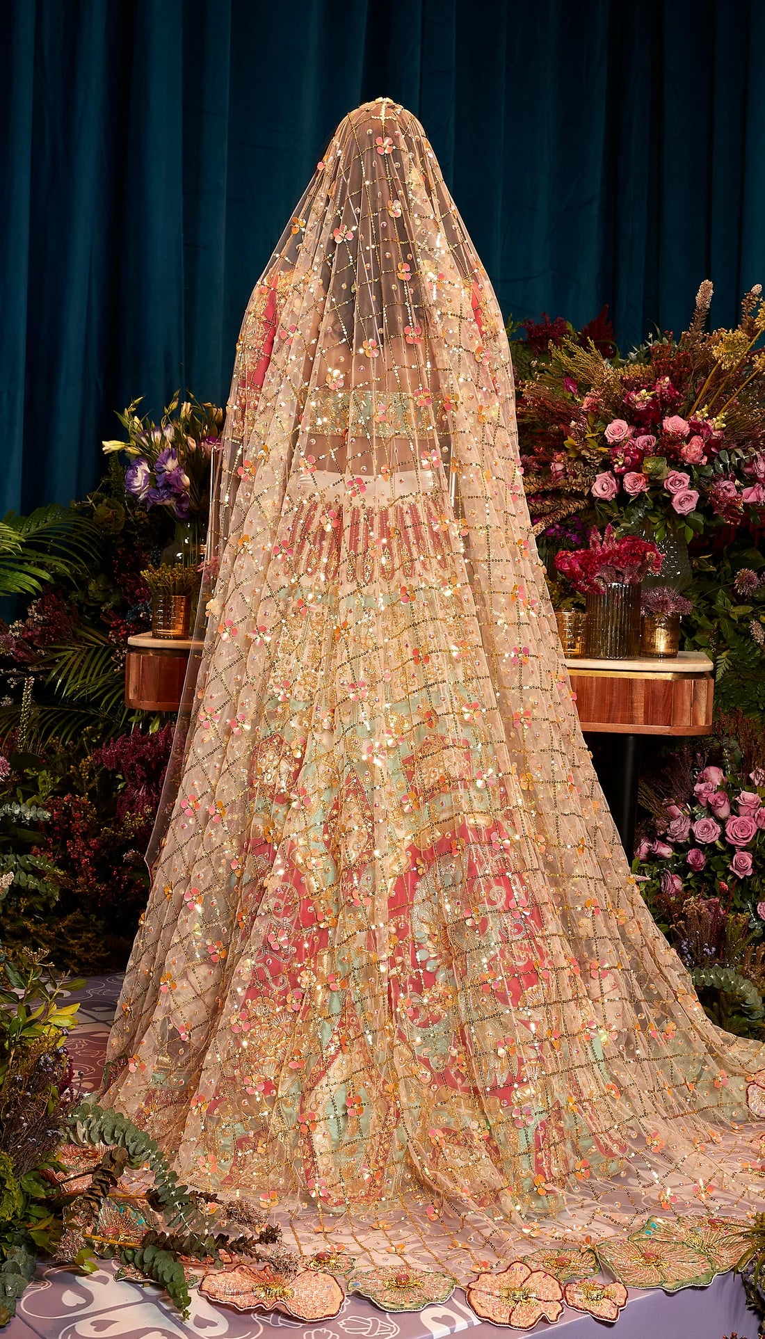 ROSE - IVORY AND RED LOVE STORY LEHENGA SET