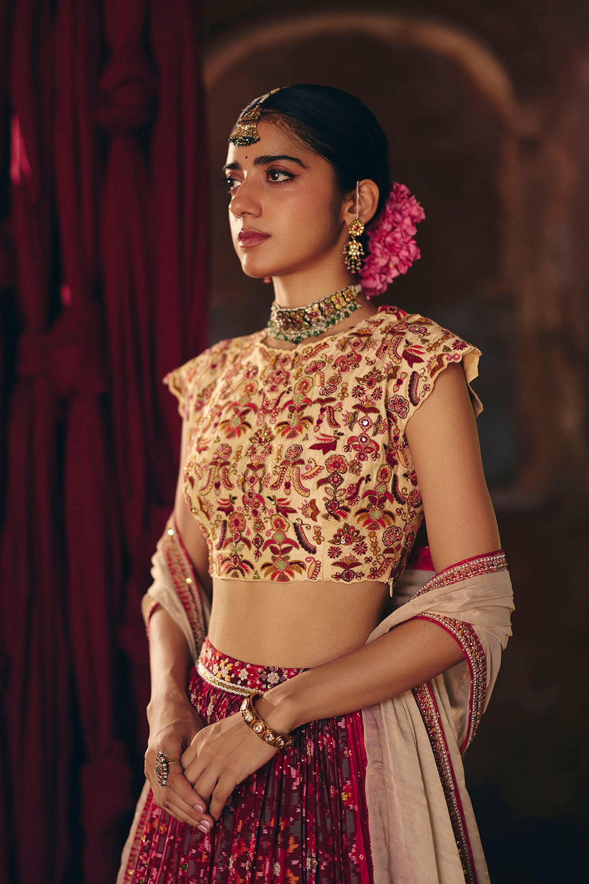 Red & Green Patola Lehenga