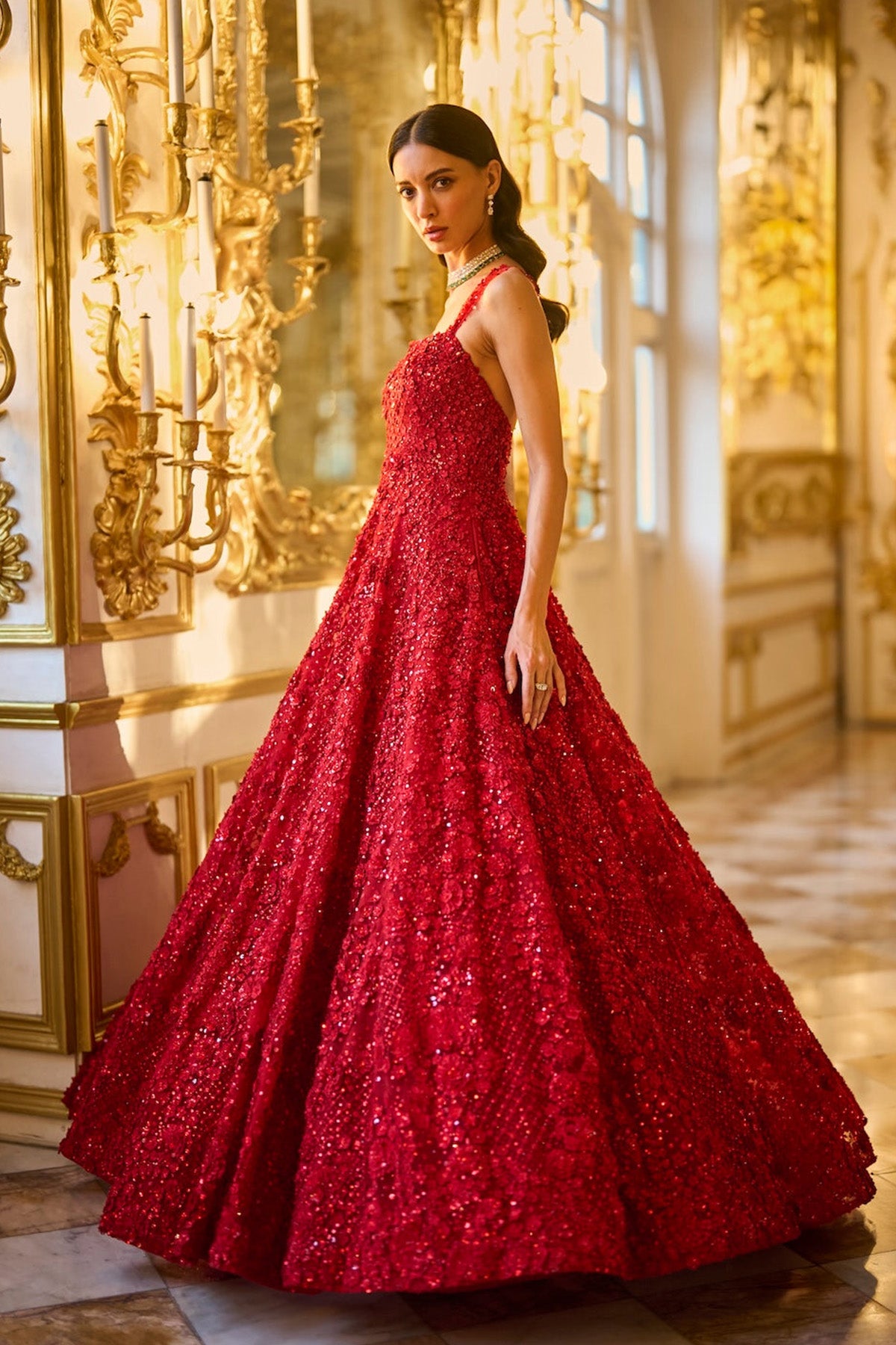 Red Three-Dimensional Gown