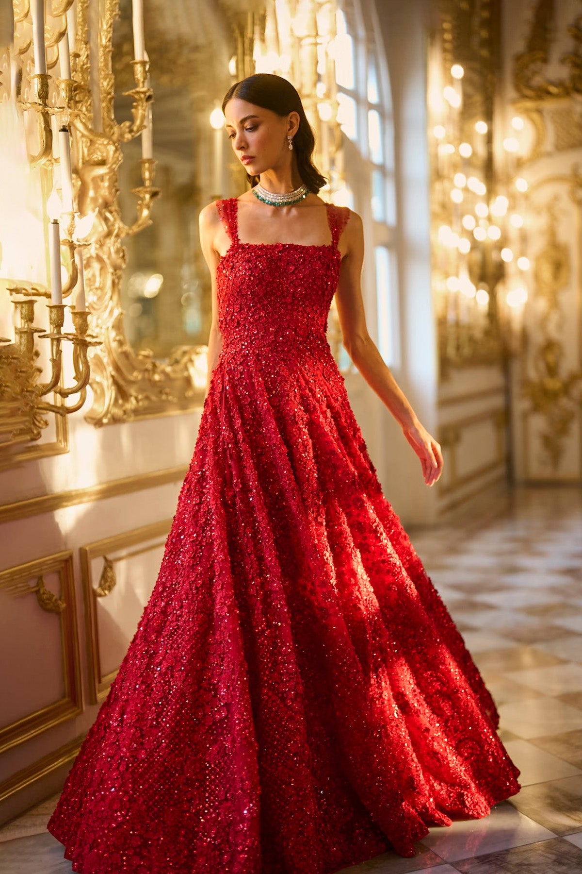 Red Three-Dimensional Gown