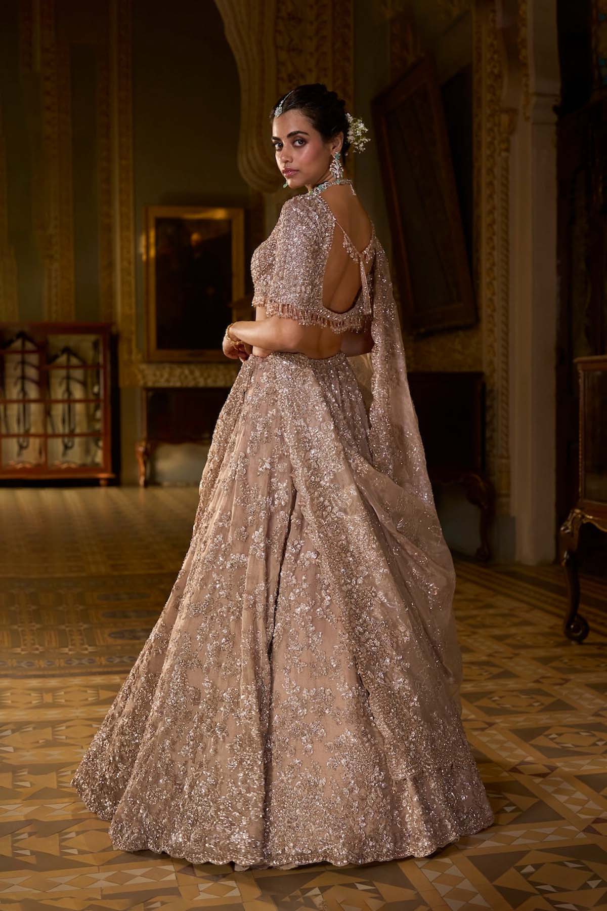 Rose Gold Tissue Lehenga Set