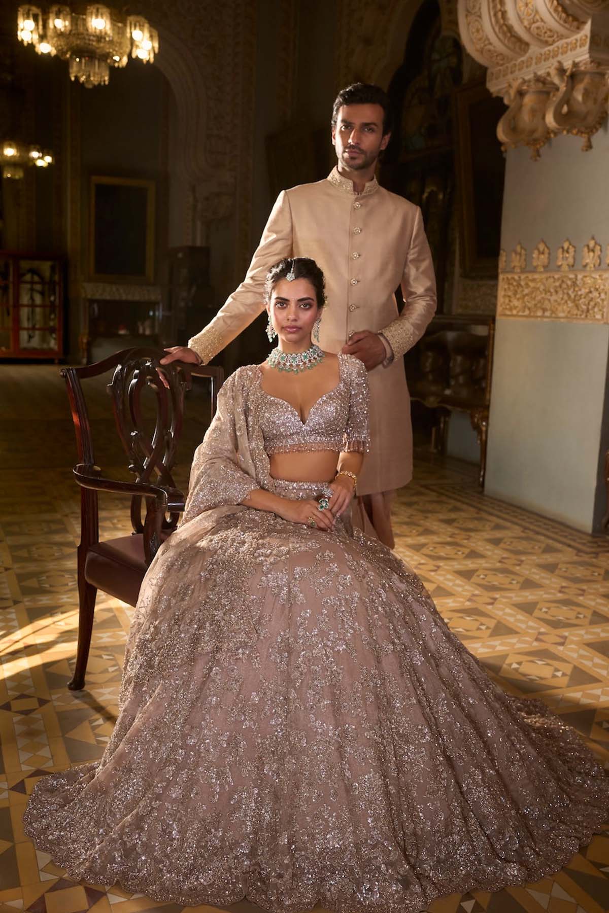 Rose Gold Tissue Lehenga Set