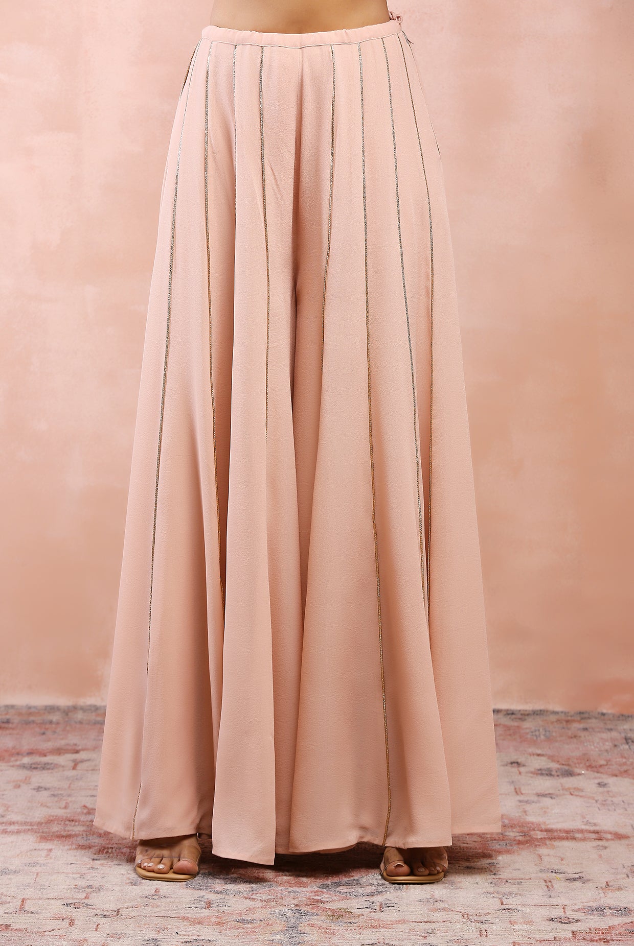 ROSE PINK BAGH EMBROIDERED KURTA WITH SHARARA AND DUPATTA