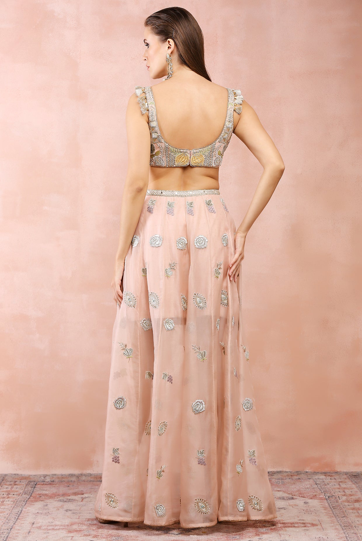 ROSE PINK EMBROIDERD CHOLI WITH SKIRT