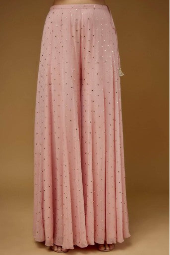 Rose Pink Embroidered Kurta And Sharara With Embroidered Dupatta