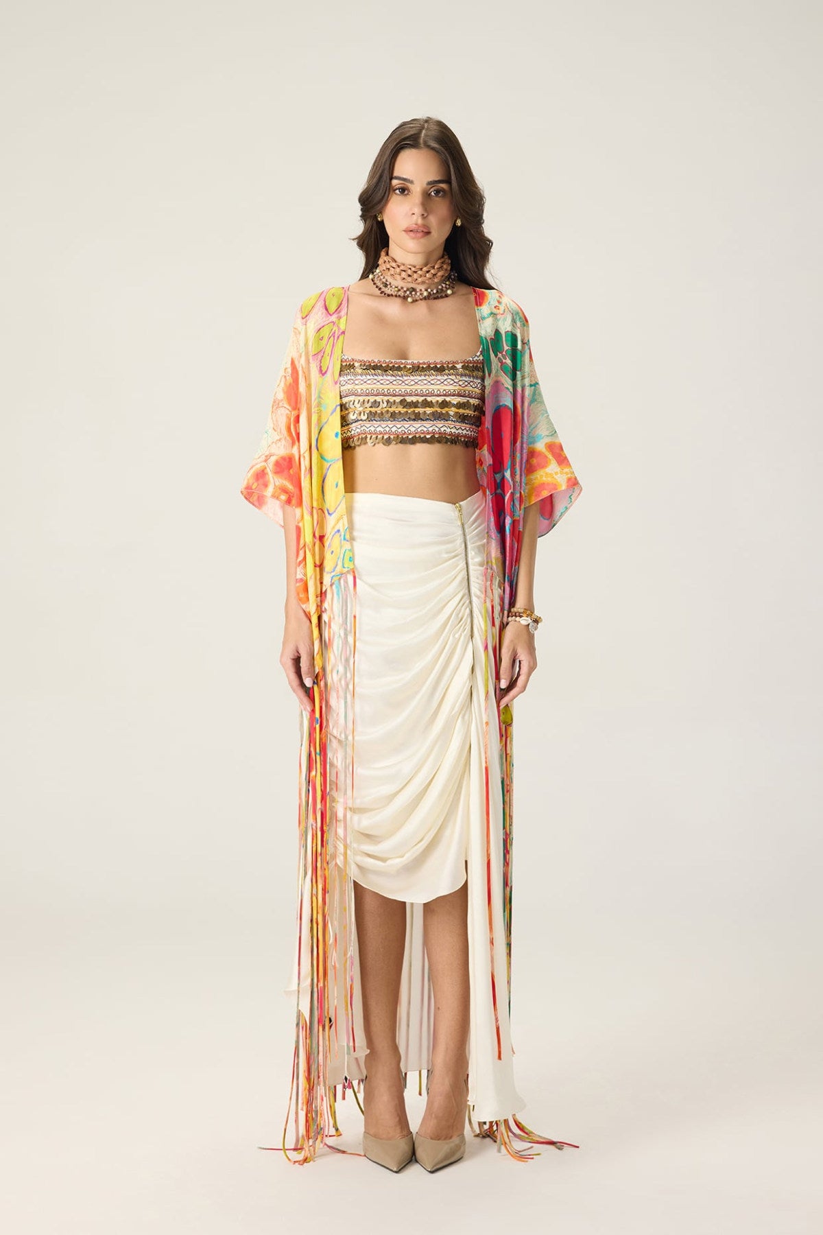 Melanine Bustier Leni Cape Quincy Skirt