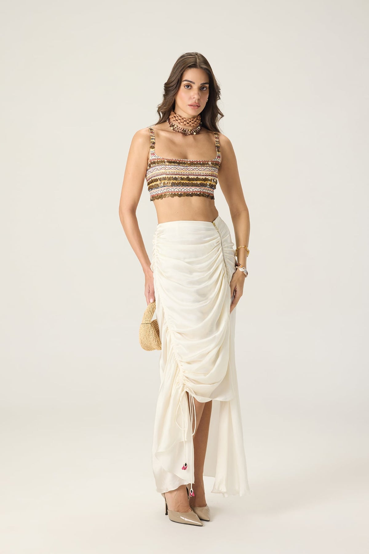 Melanine Bustier Leni Cape Quincy Skirt