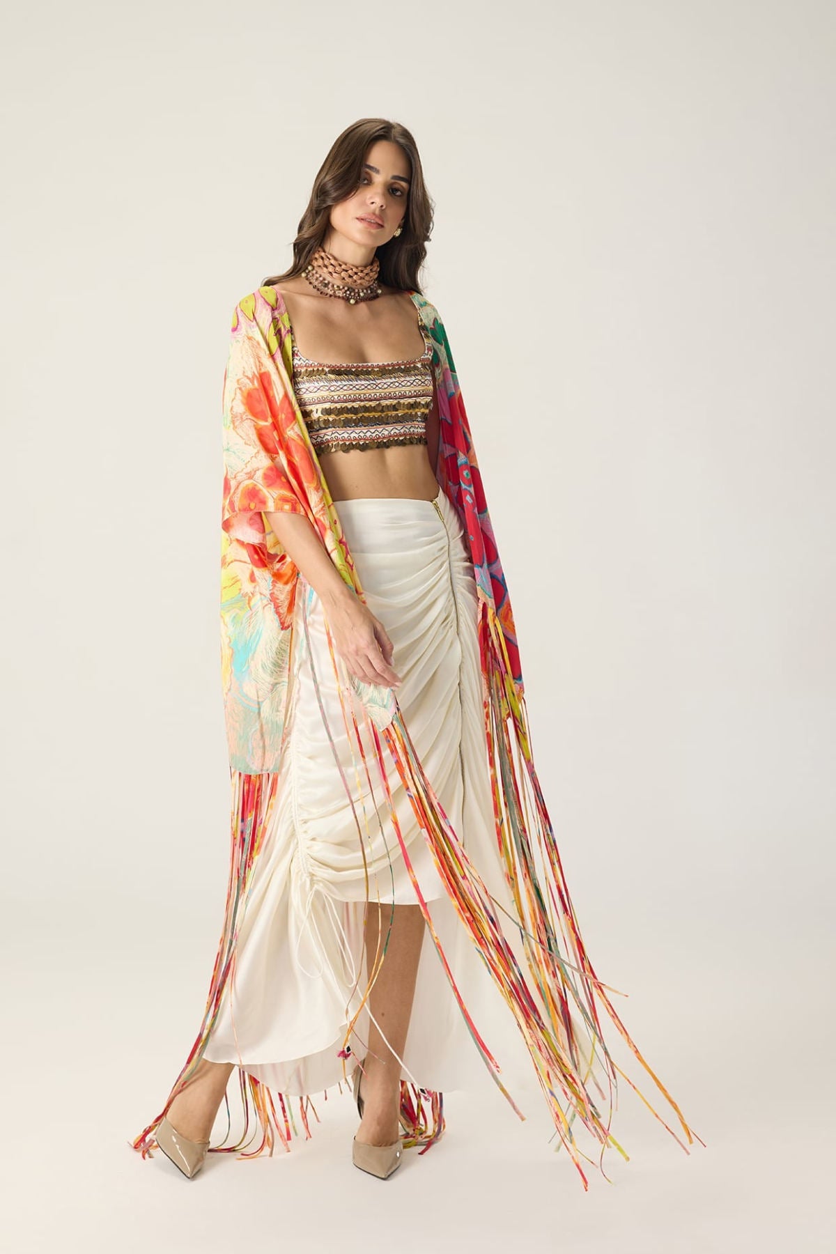 Melanine Bustier Leni Cape Quincy Skirt