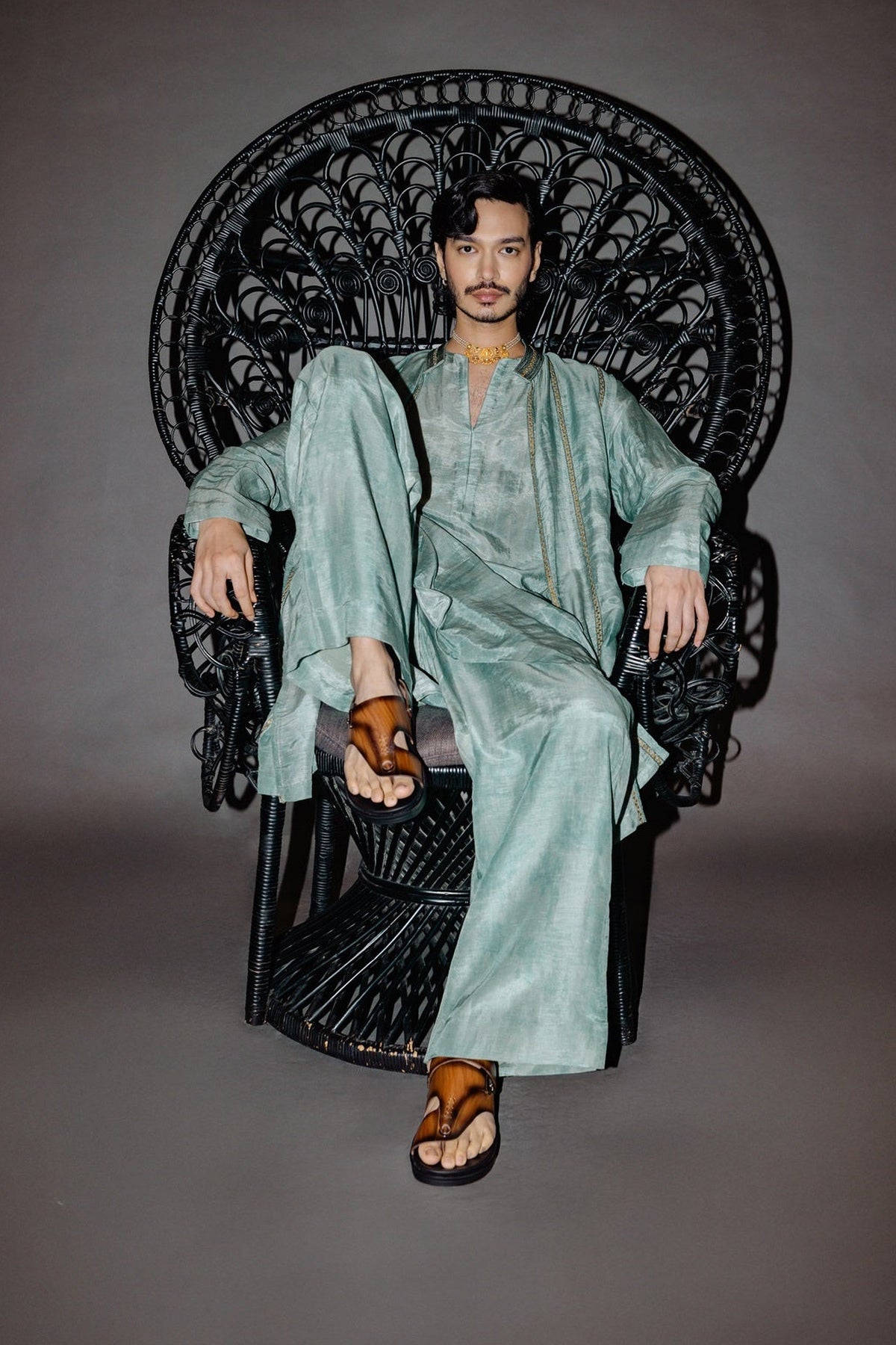 Sage Green Jacket Kurta Set
