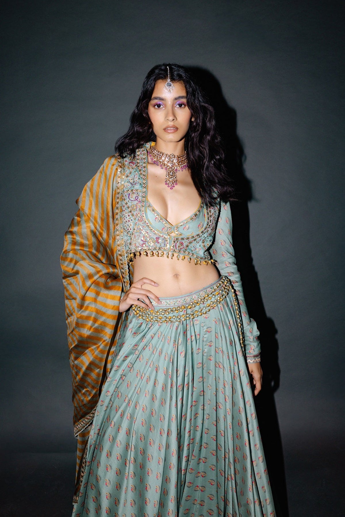 Sage Green Koti Lehenga Set