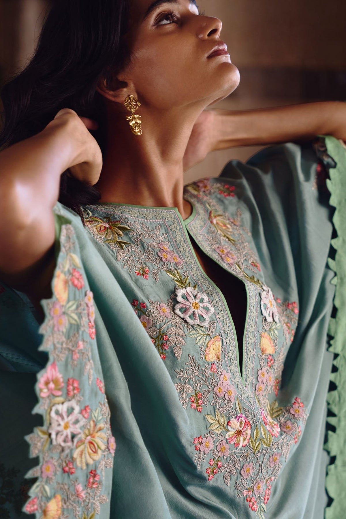 Sea Blue Utsa Kaftan Set