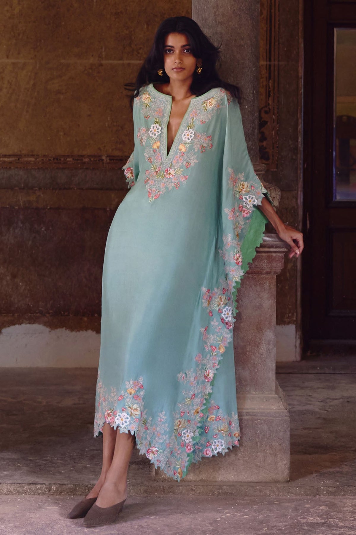 Sea Blue Utsa Kaftan Set