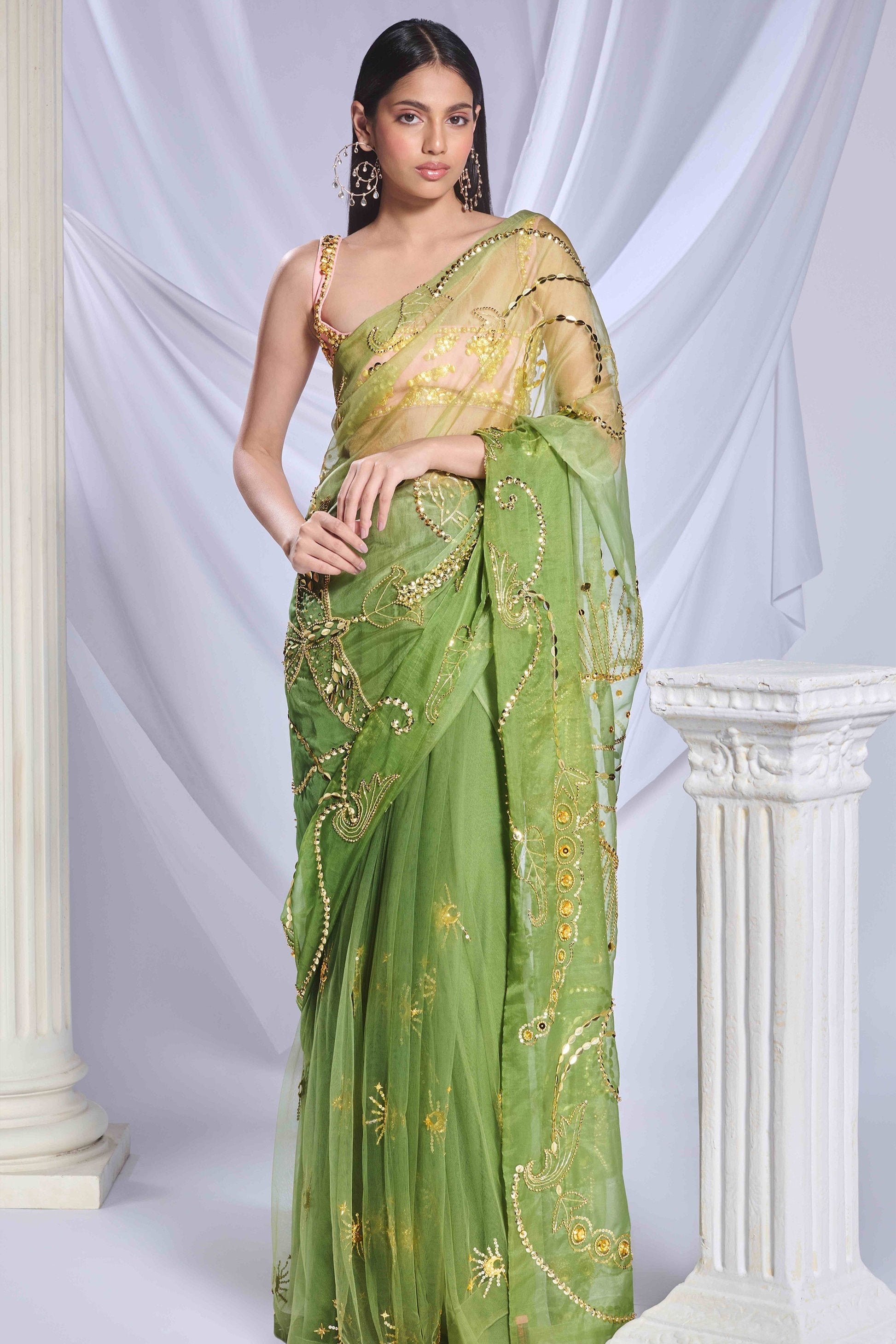 Sea Frost saree set