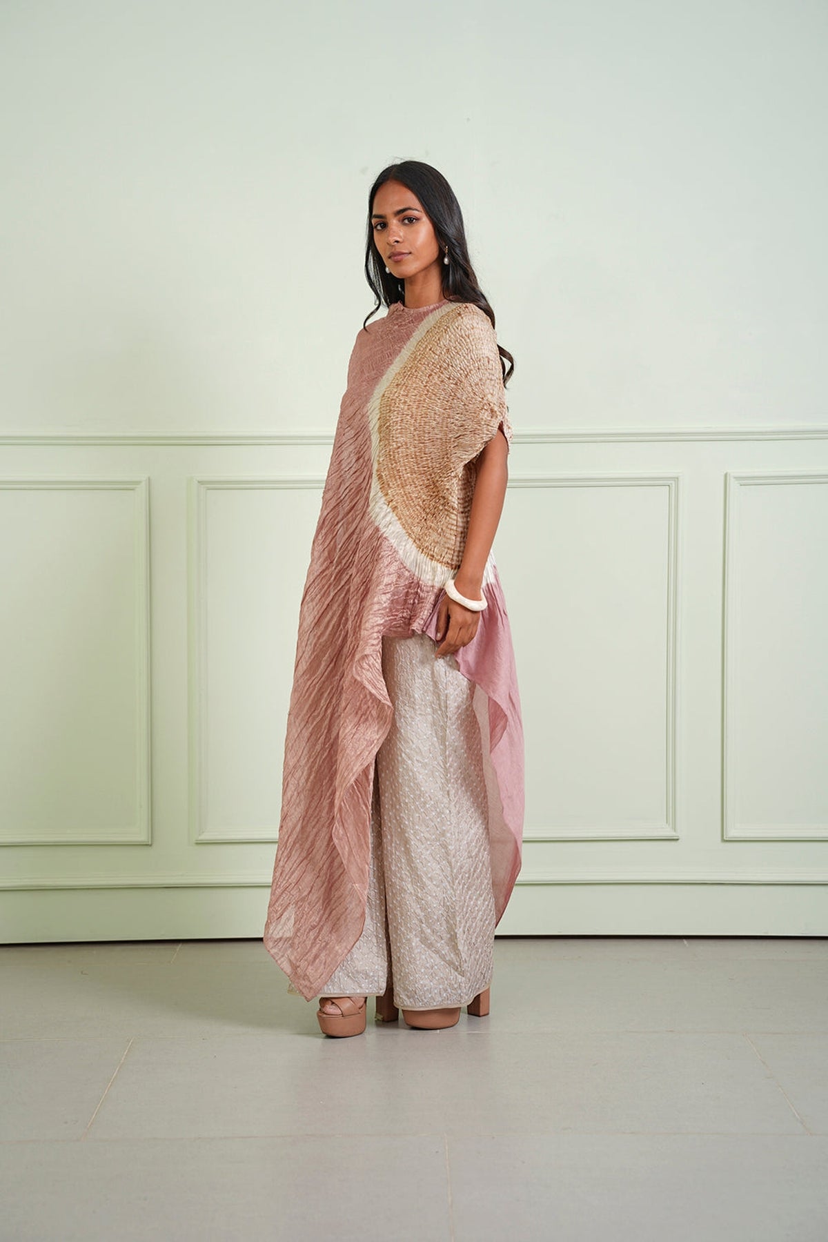 Shibori Tissue Asym Dress