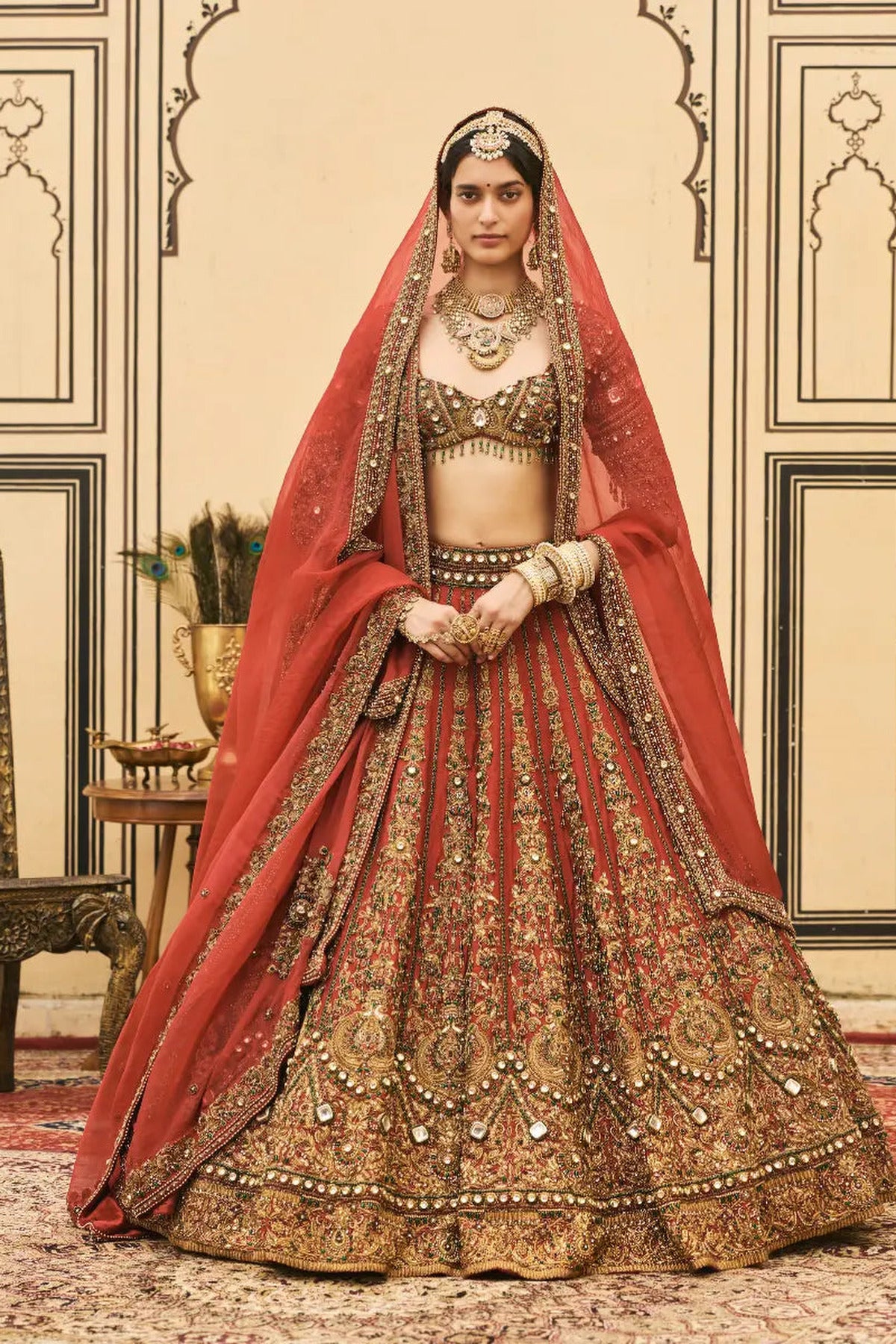 Sindoori Raw Silk Lehenga Set