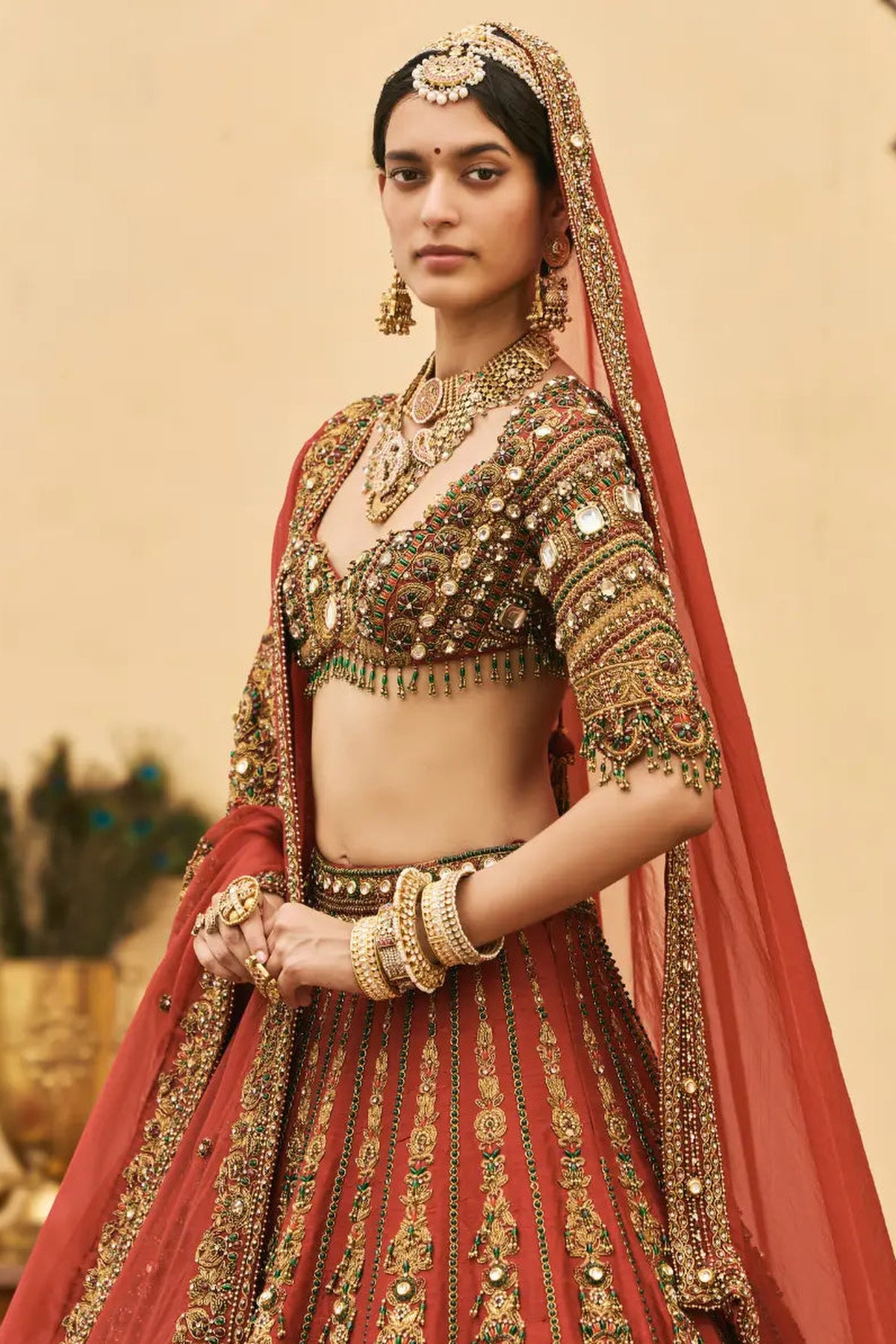 Sindoori Raw Silk Lehenga Set