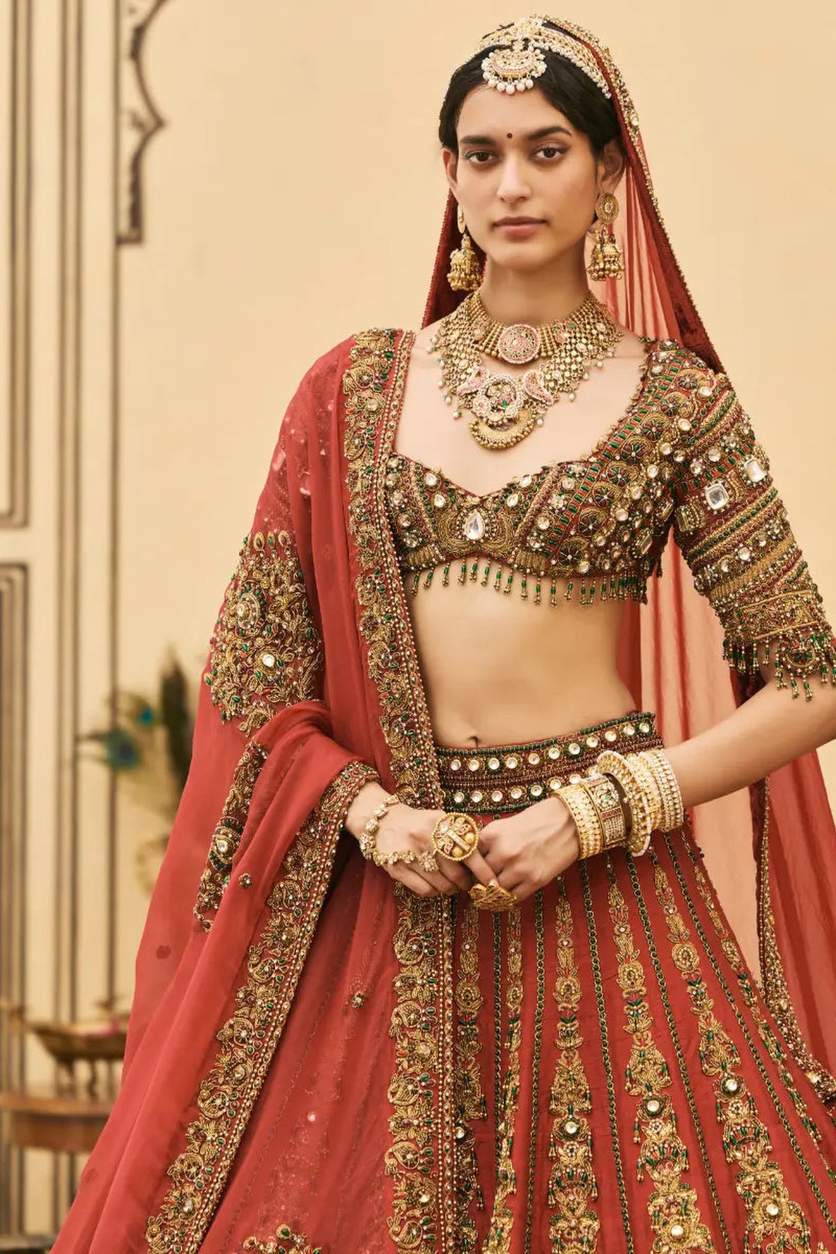 Sindoori Raw Silk Lehenga Set