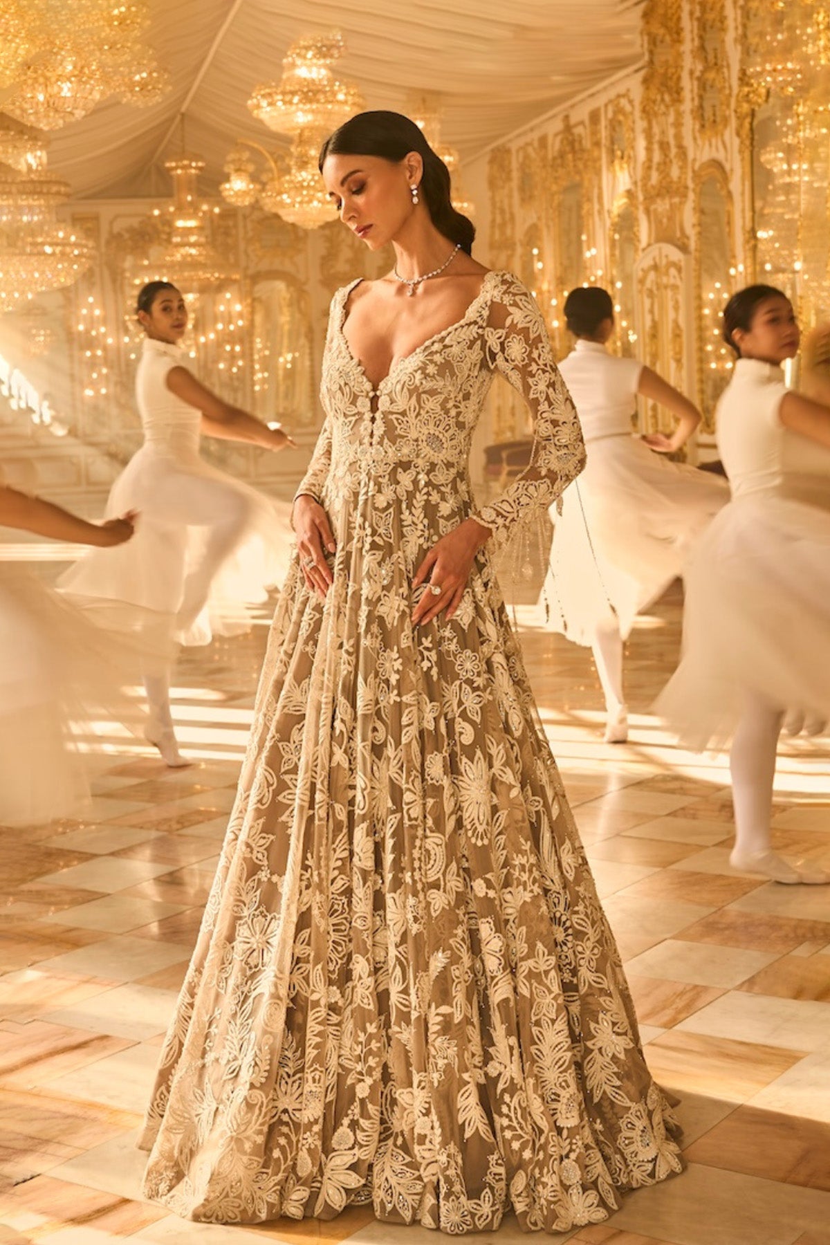 Slate Grey Floral Gown