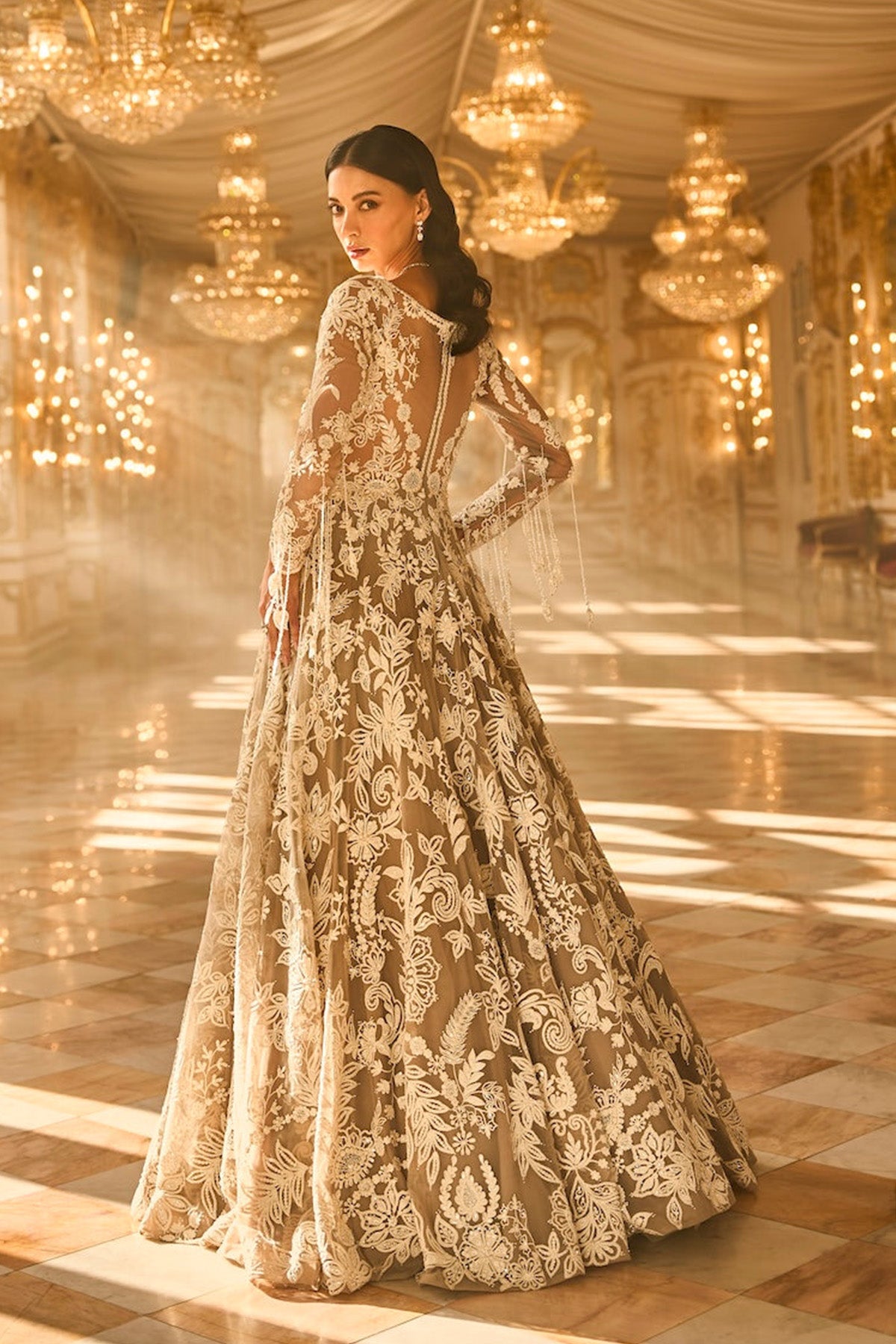 Slate Grey Floral Gown