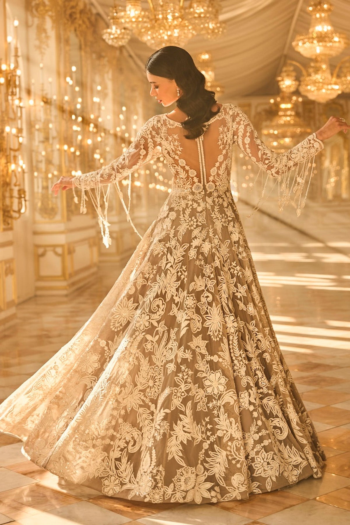 Slate Grey Floral Gown