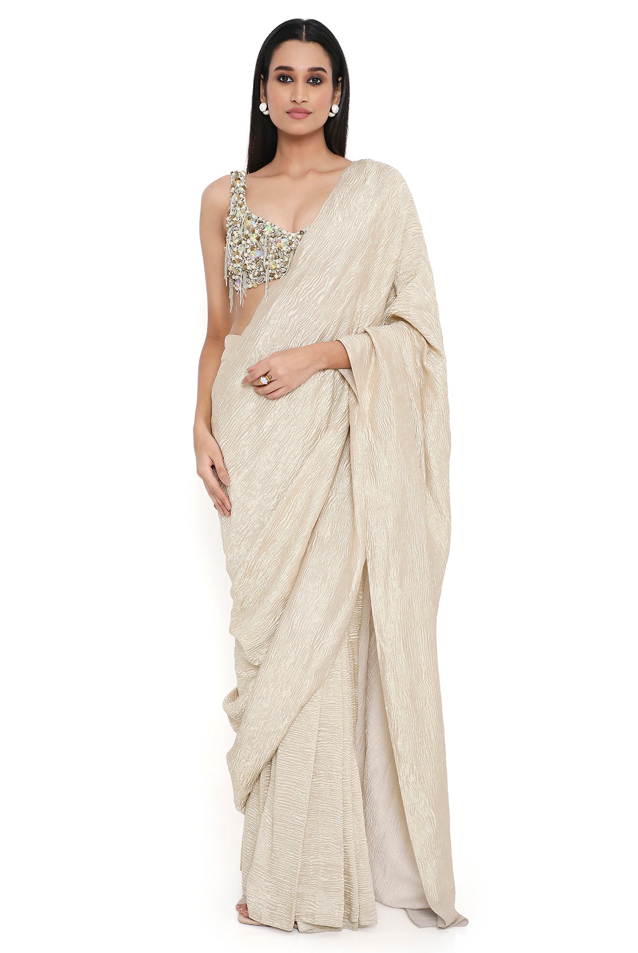 Starla Off White Embroidered Choli With Saree