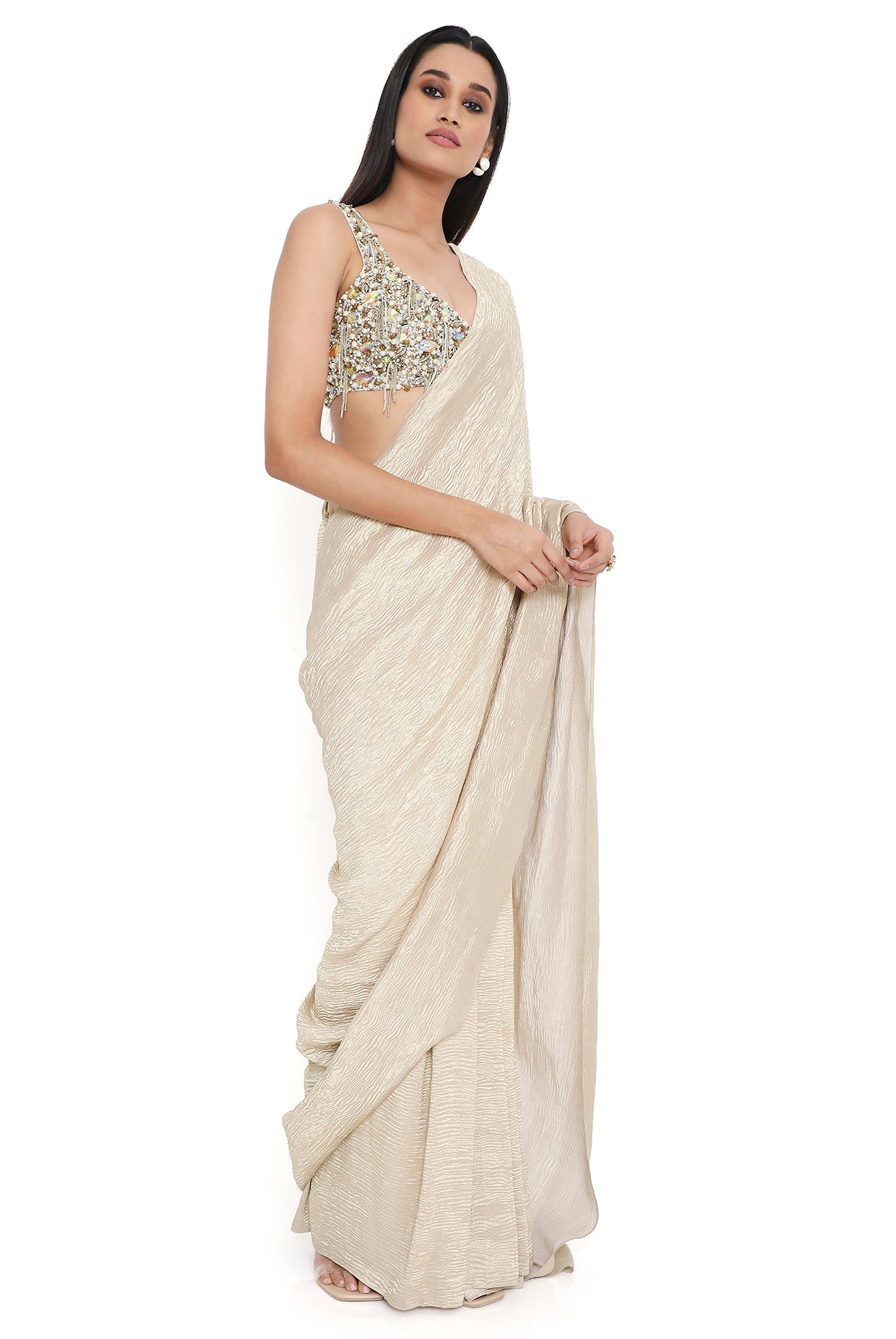 Starla Off White Embroidered Choli With Saree