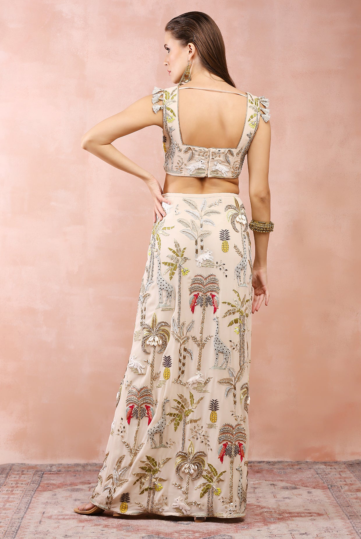 Mouni Roy in STONE EMBROIDERED CHOLI AND SKIRT