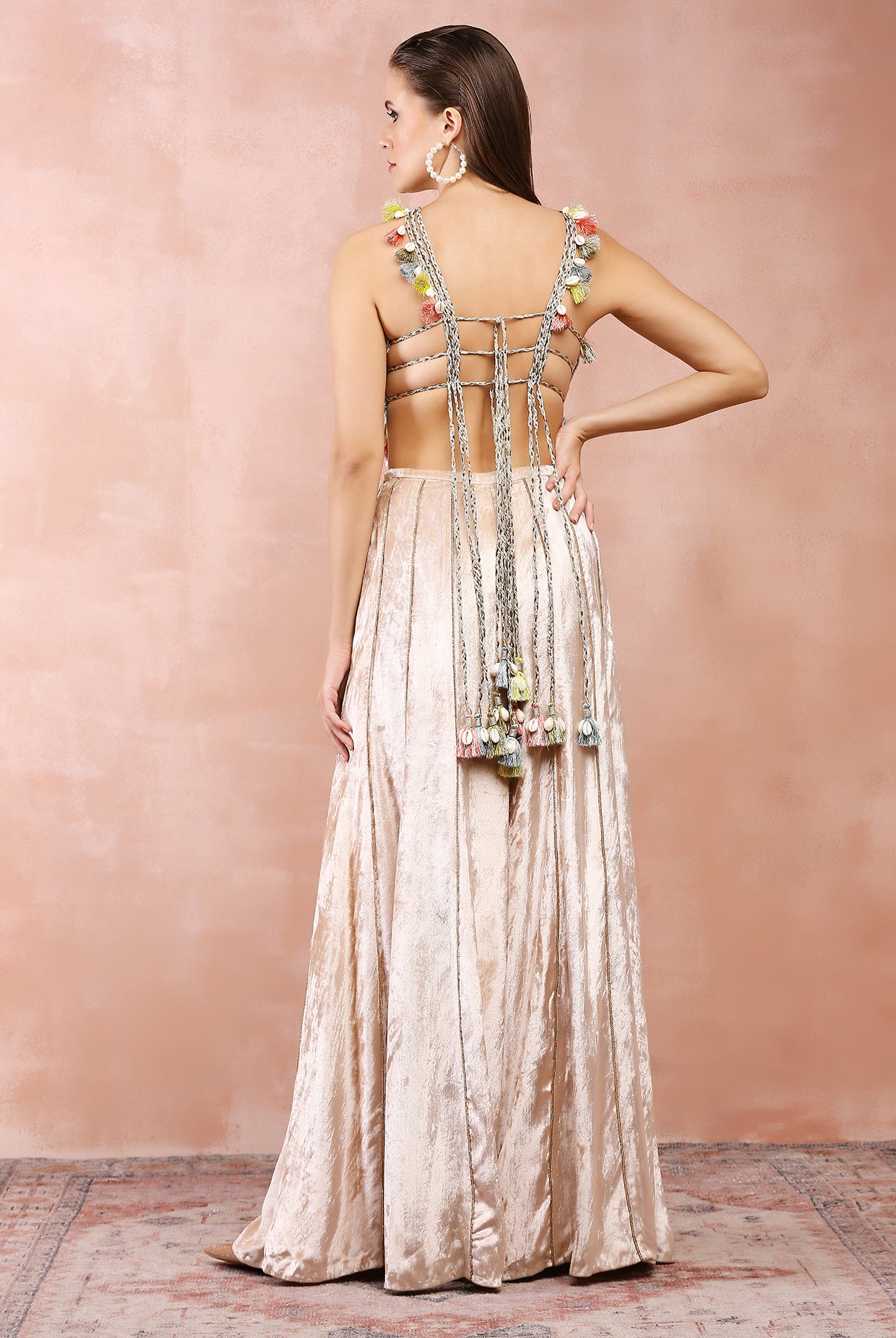 STONE EMBROIDERED CHOLI WITH SHARARA