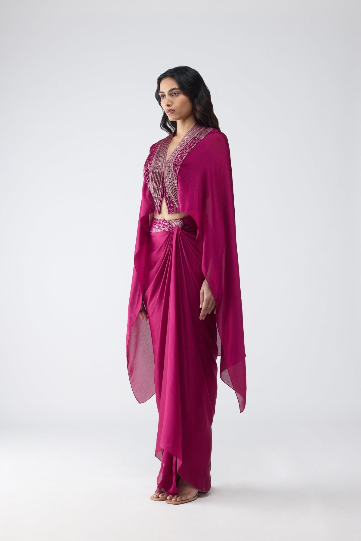 Structured Banarsi Cape Set - Ready To Ship