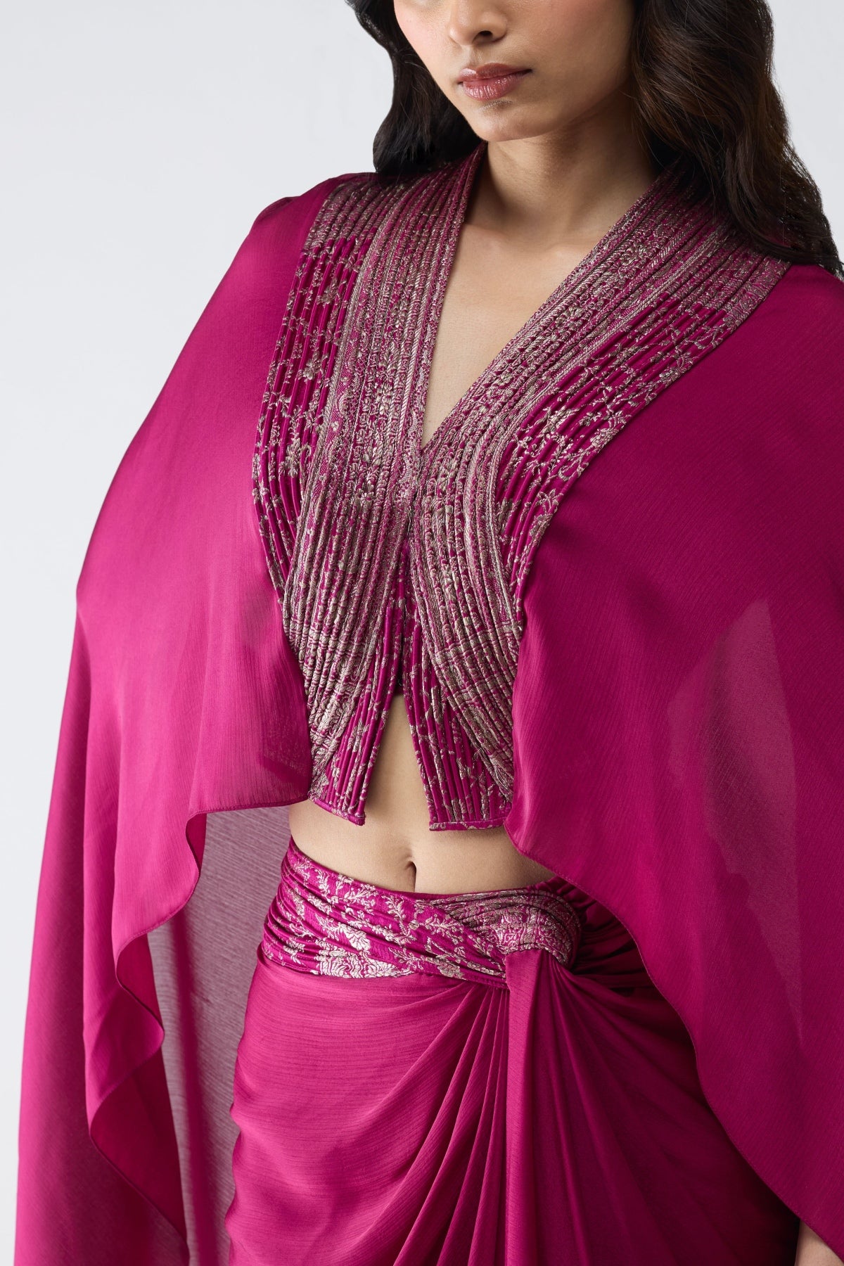 Structured Banarsi Cape Set - Ready To Ship
