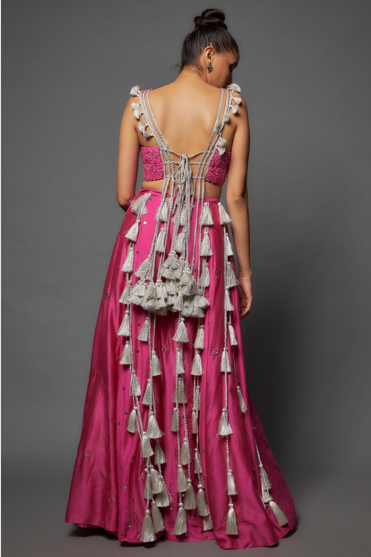 Pink Embroidered Choli With Lehenga & Dupatta