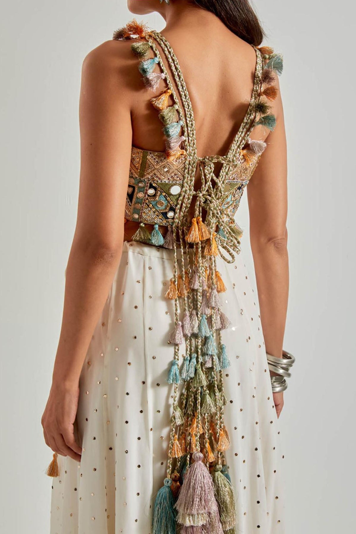 Off-White Choli with Covered Back & Georgette Sharara