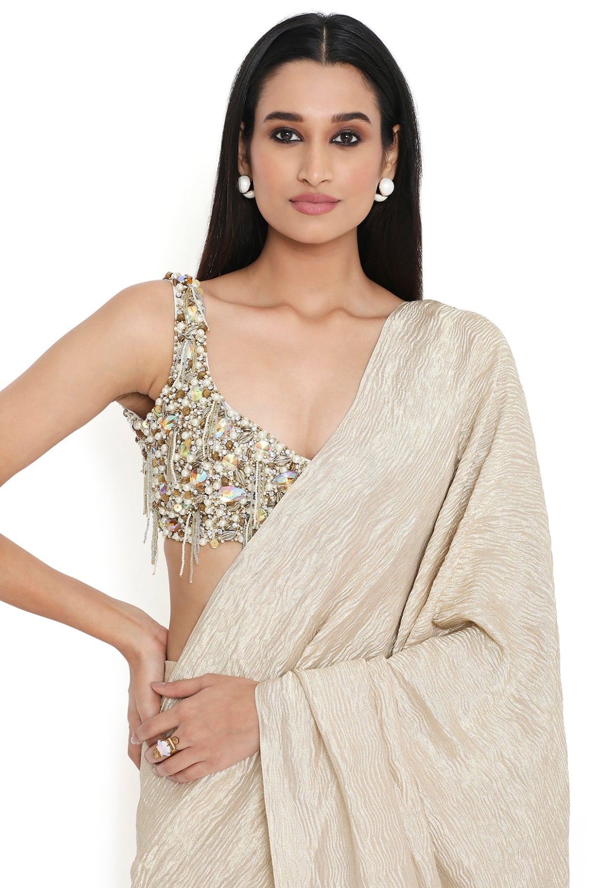 Starla Off White Embroidered Choli With Saree