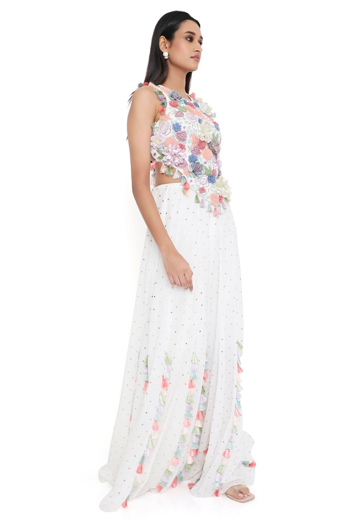Myza Off White Embroidered Choli With Sharara