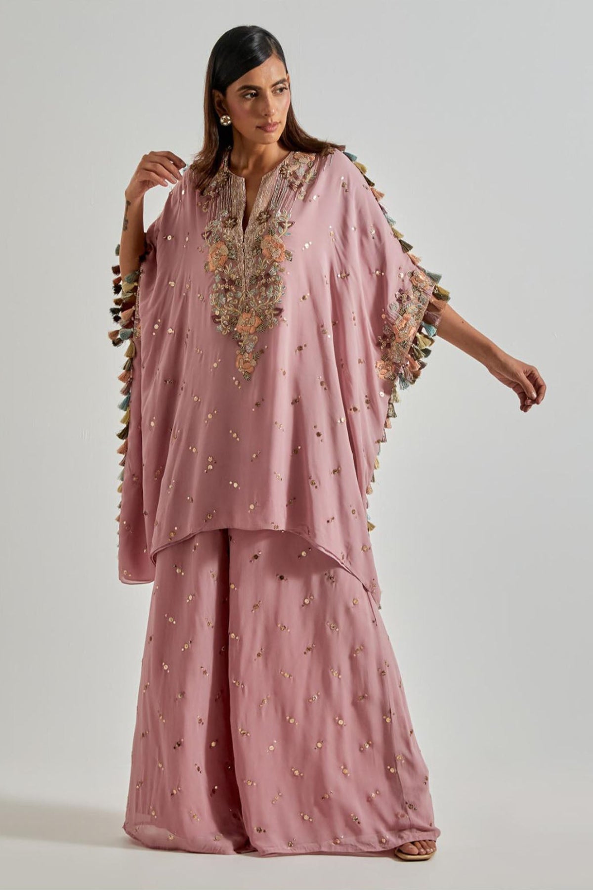 Lilac Kaftan with Mukaish Palazzo