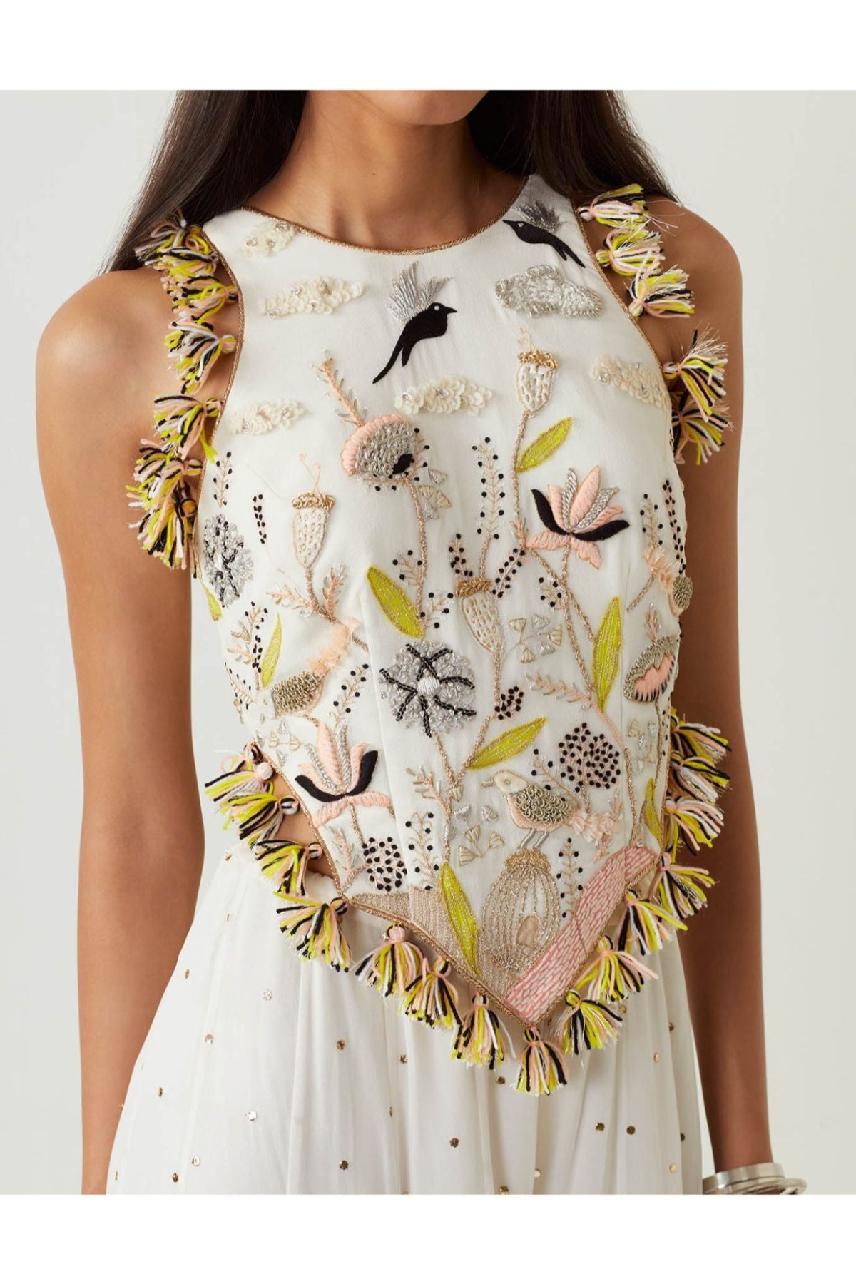 Off-white Embroidered Choli And Sharara
