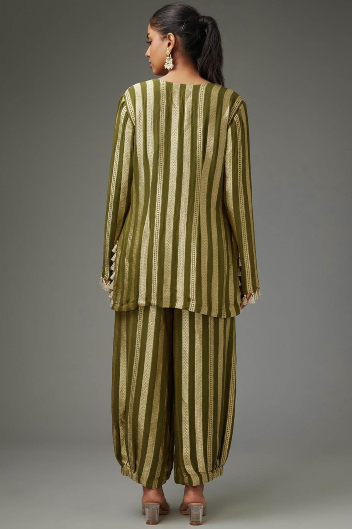 Olive Green Embroidered Kurta And Pant