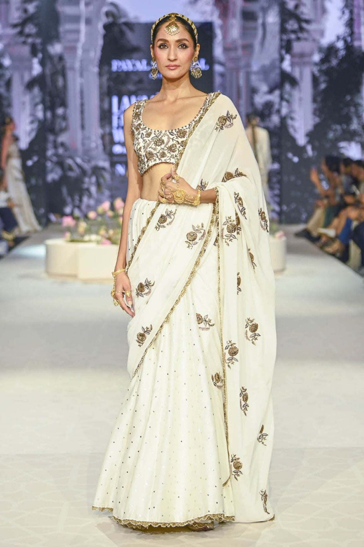 Najia Off White Choli With Embroidered Saree