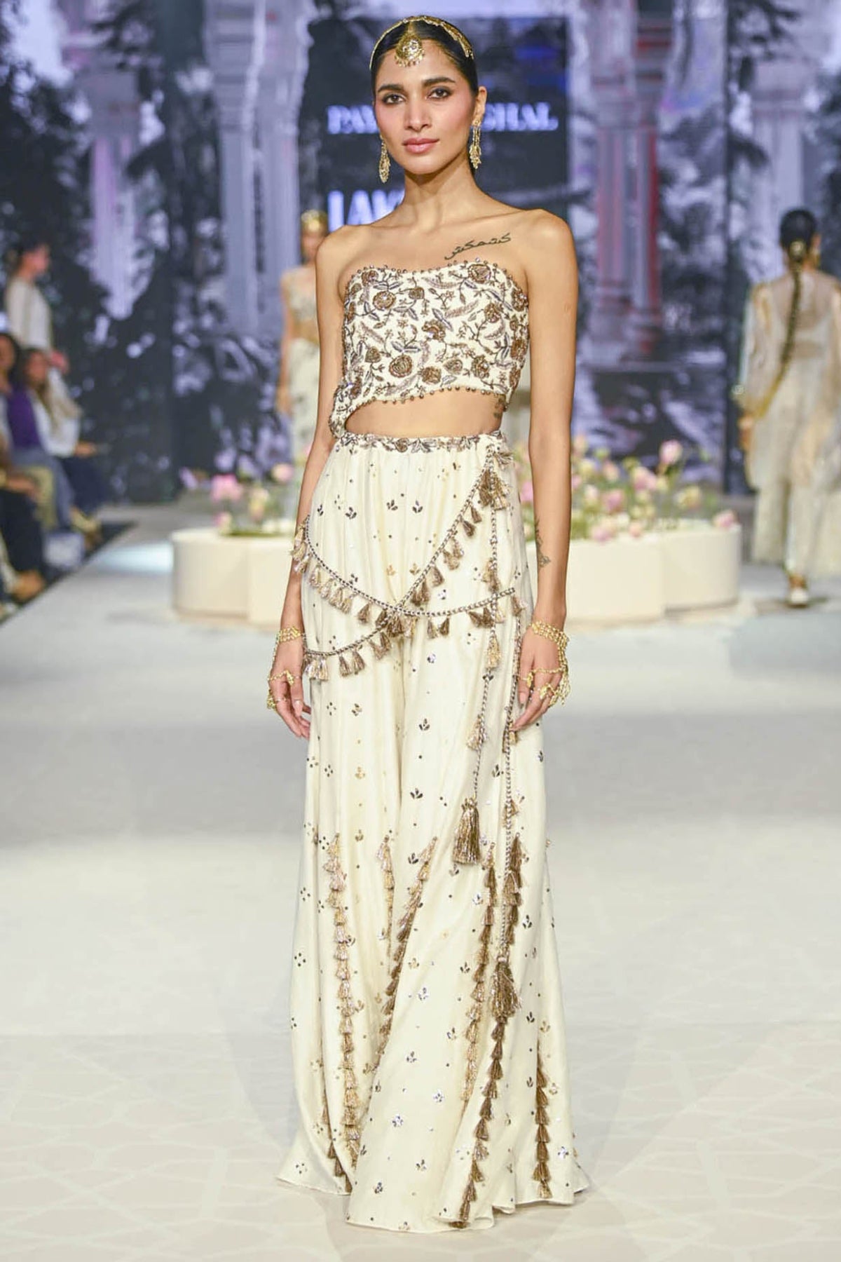 Nissa Off White Embroidered Choli With Sharara