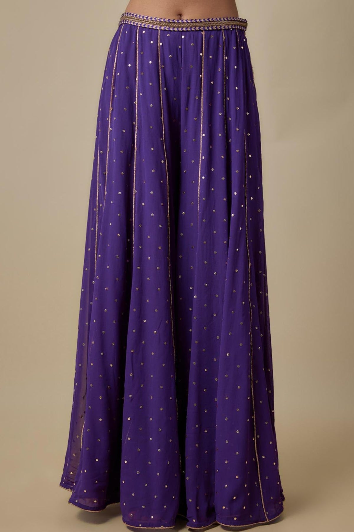 Purple Embroidered Choli With Sharara