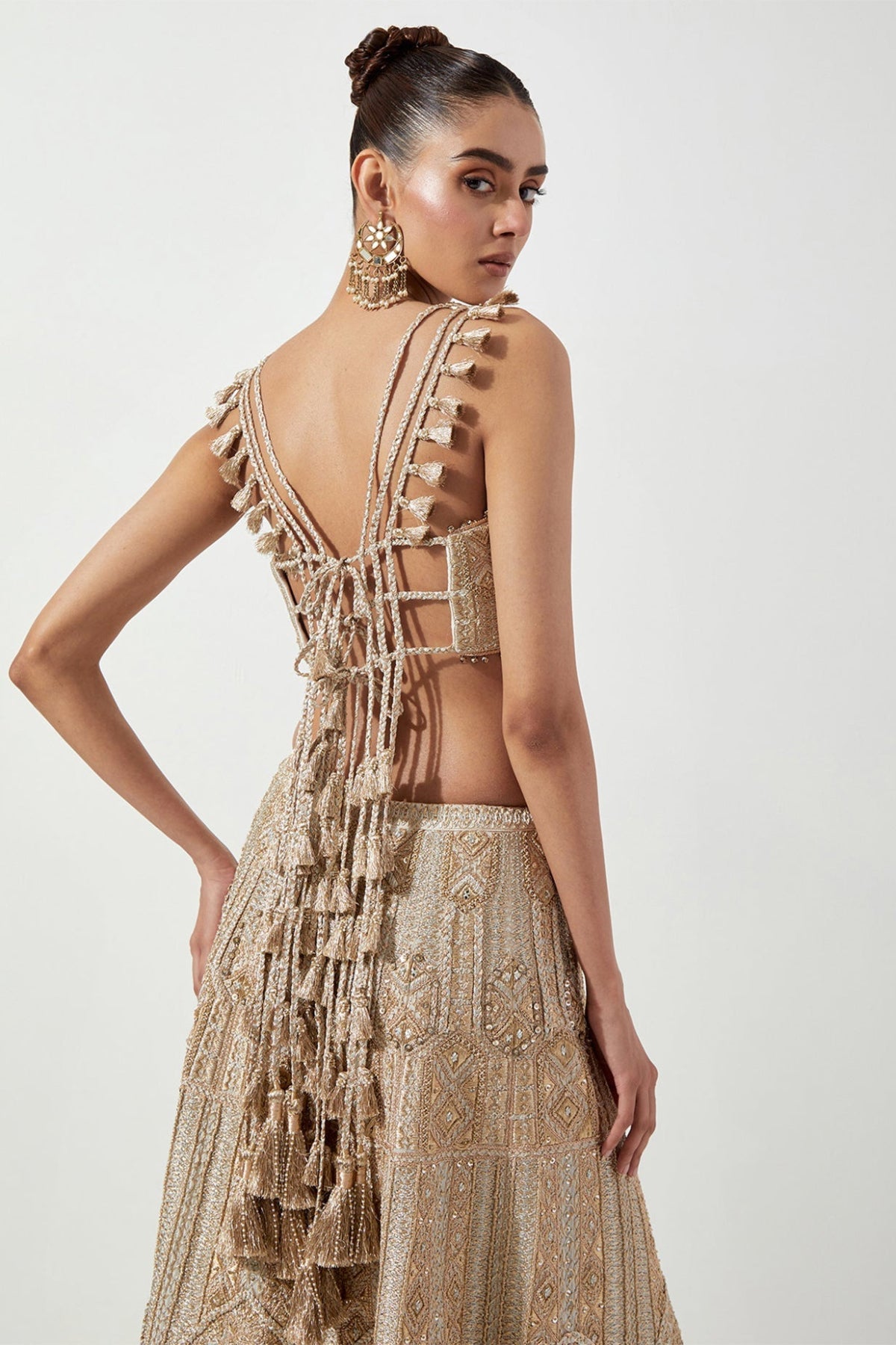 OFF WHITE EMBROIDERED CHOLI & SHARARA