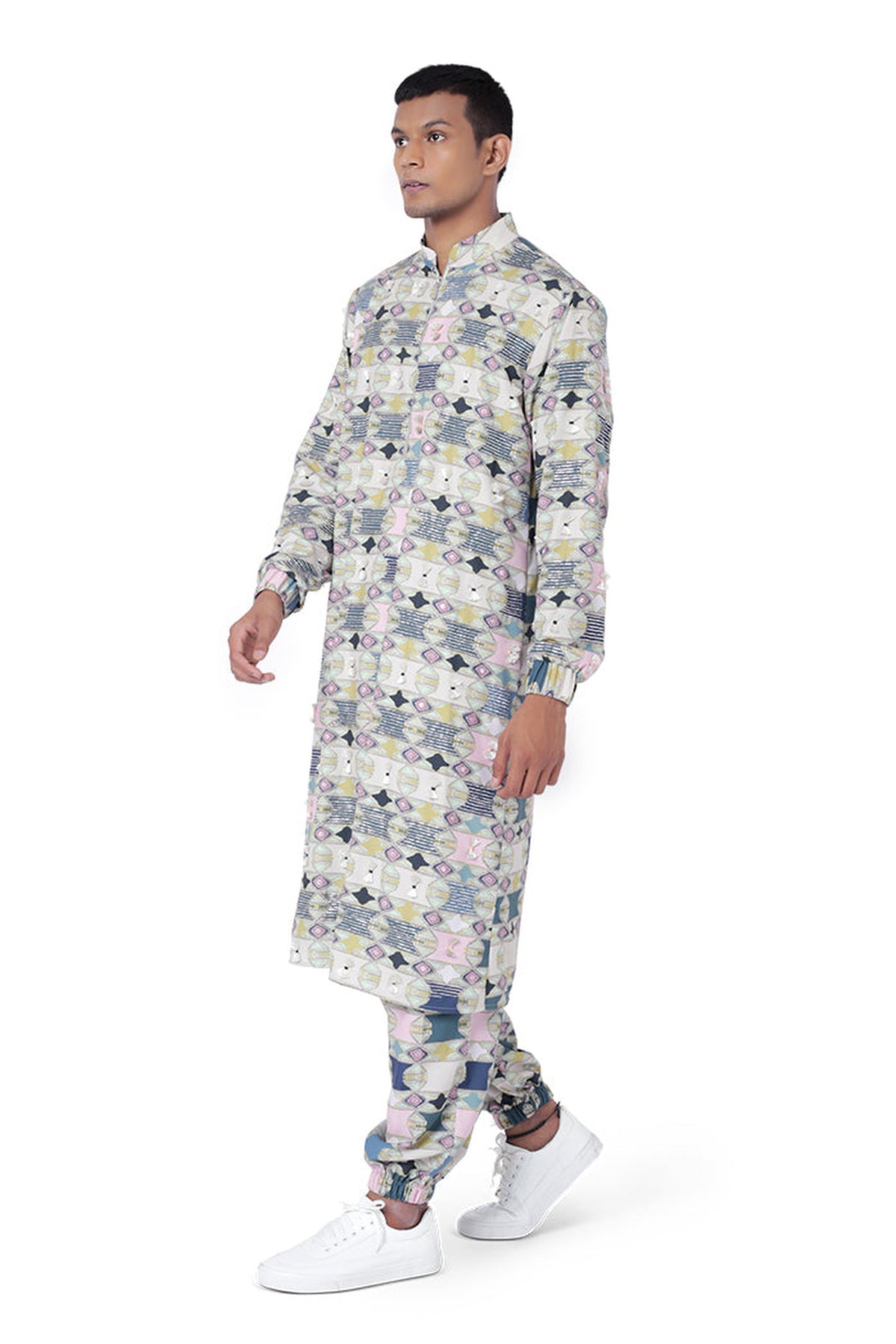 GREEN COLOUR PRINTED COTTON RAYON KURTA WITH JOGGER PANT