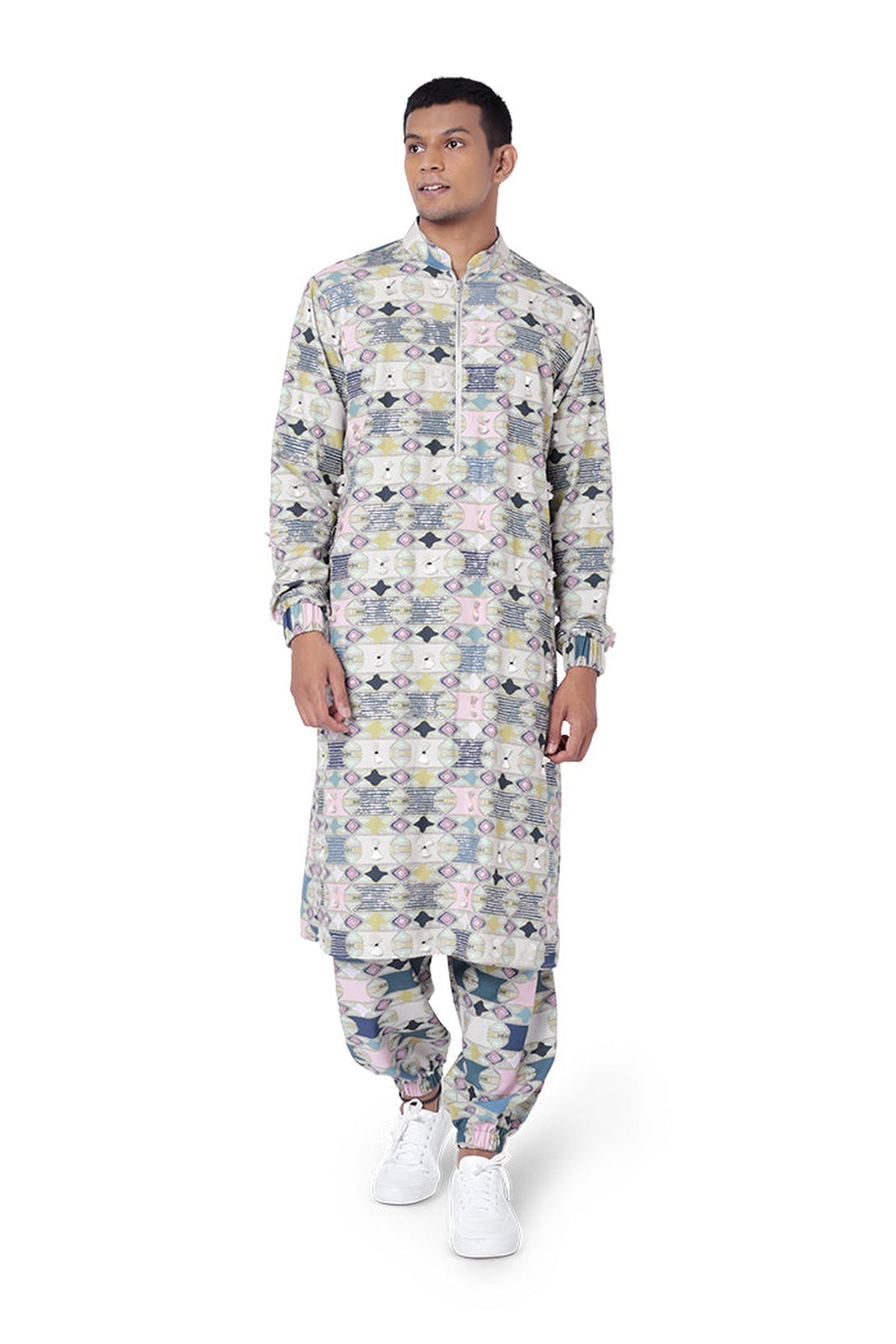 GREEN COLOUR PRINTED COTTON RAYON KURTA WITH JOGGER PANT