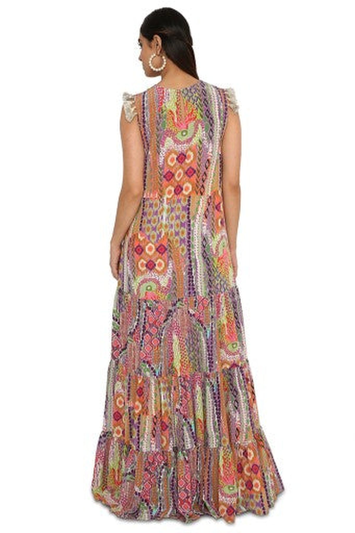 Alyan African Print Embroidered Crepe Dress