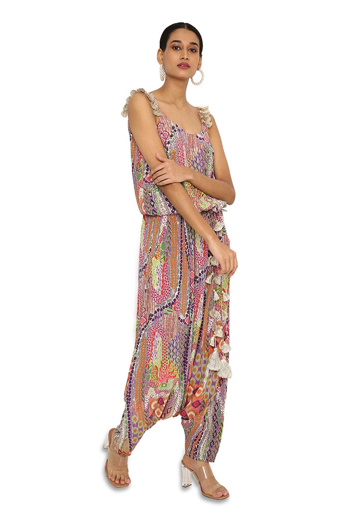 Aima African Print Embroidered Crepe Jumpsuit