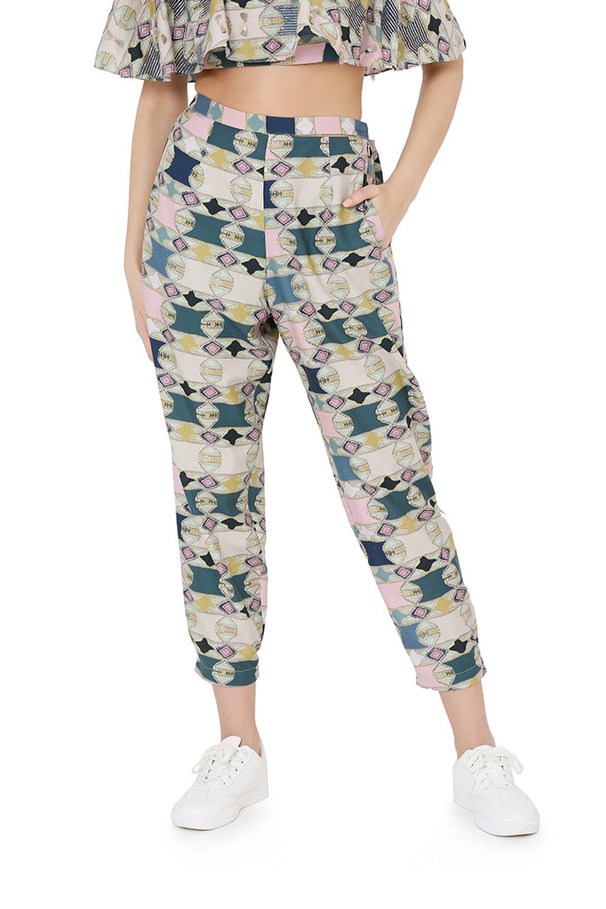 Green Printed Jogger Set