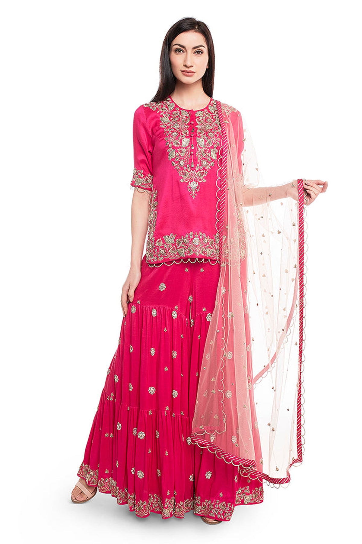 Hot Pink Sharara Set