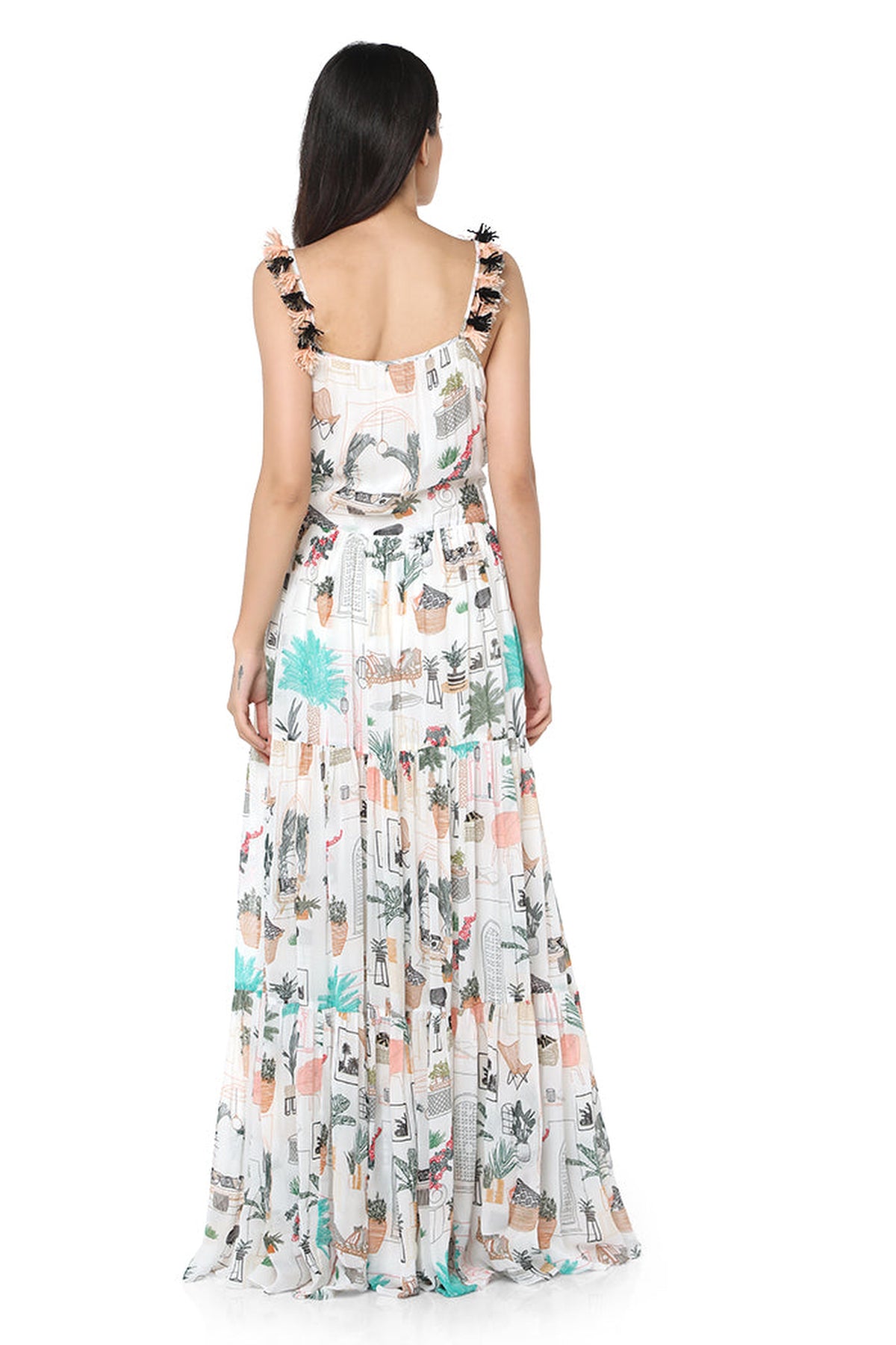 WHITE PRINTED MAXI